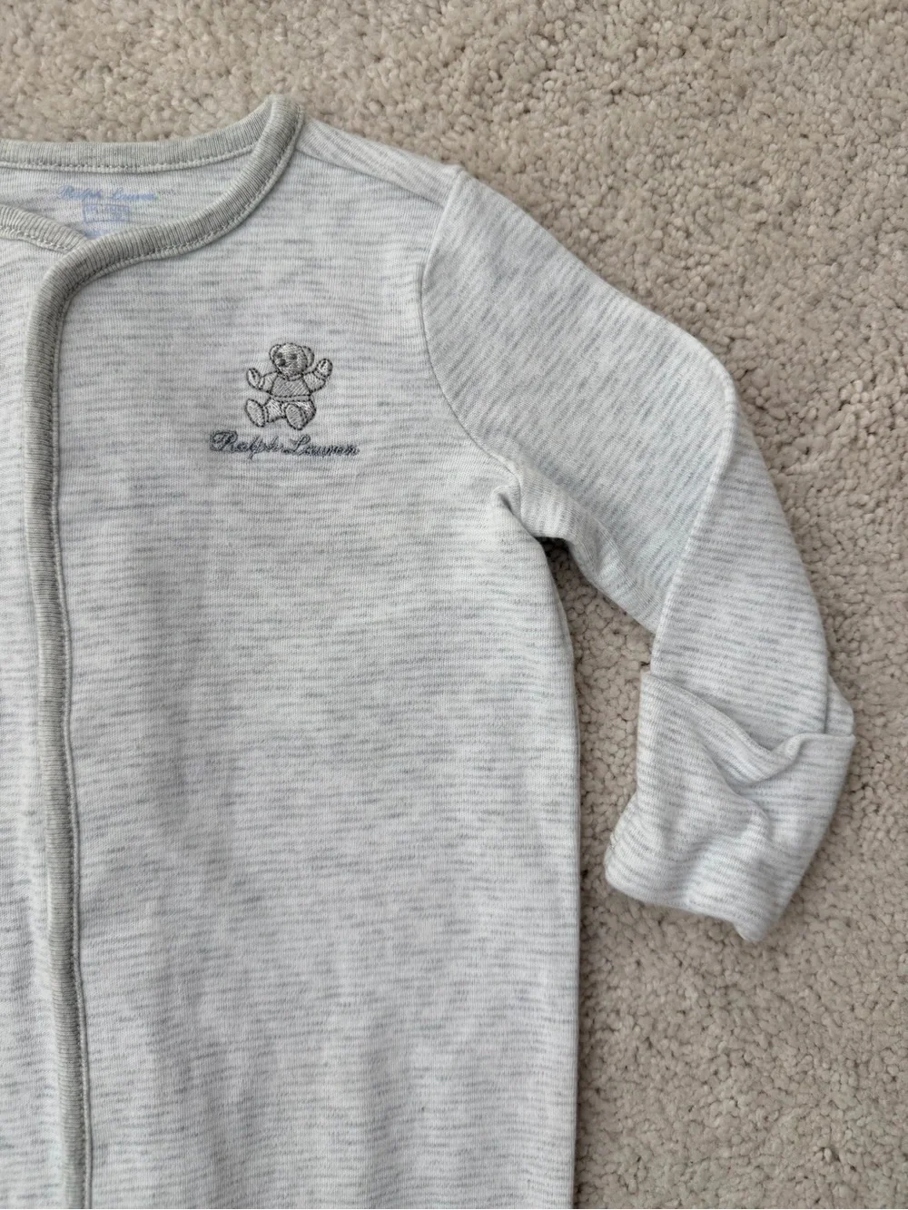 Ralph Lauren Light Gray Baby Footed One-Piece